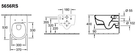 Унитаз подвесной Villeroy&Boch Avento Plus 5656RSR1 с сиденьем микролифт схема 2