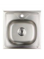 Мойка кухонная накладная, РМС, нержавеющая сталь, 500х500 мм, 0.6 мм + сифон, MG6-5050