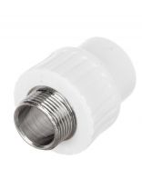 Муфта комбинированная полипропилен, d25х1", наружная резьба, белая, Valfex