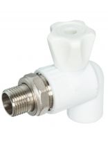 Кран для радиатора угловой, полипропилен, d25х1/2'', белый, Valfex