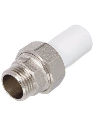 Муфта разъемная ниппельная, полипропилен, d25х3/4", наружная резьба, белая, РосТурПласт