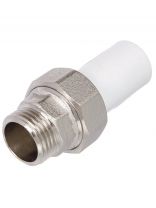 Муфта разъемная ниппельная, полипропилен, d25х3/4", наружная резьба, белая, РосТурПласт