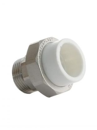 Муфта разъемная полипропилен, d32х1", наружная резьба, белая, РосТурПласт