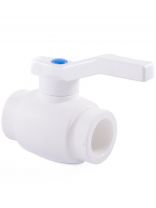Кран шаровой полнопроходной, полипропилен, d40 мм, белый, РосТурПласт