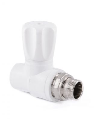Вентиль для радиатора прямой, полипропилен, d25х3/4", белый, РосТурПласт