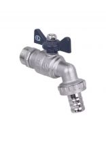 Кран водоразборный 3/4", латунь, со штуцером, ручка-бабочка, AquaLink