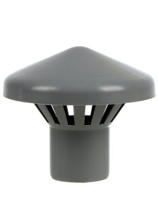 Зонт канализационный вентиляционный, 50 мм, Мультимирпласт, внутренний, серый, ЗНТ ВК 50