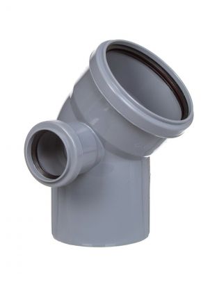 Уголок с отводом канализационный 110х50 мм, 45 °, левый, РосТурПласт, 36686