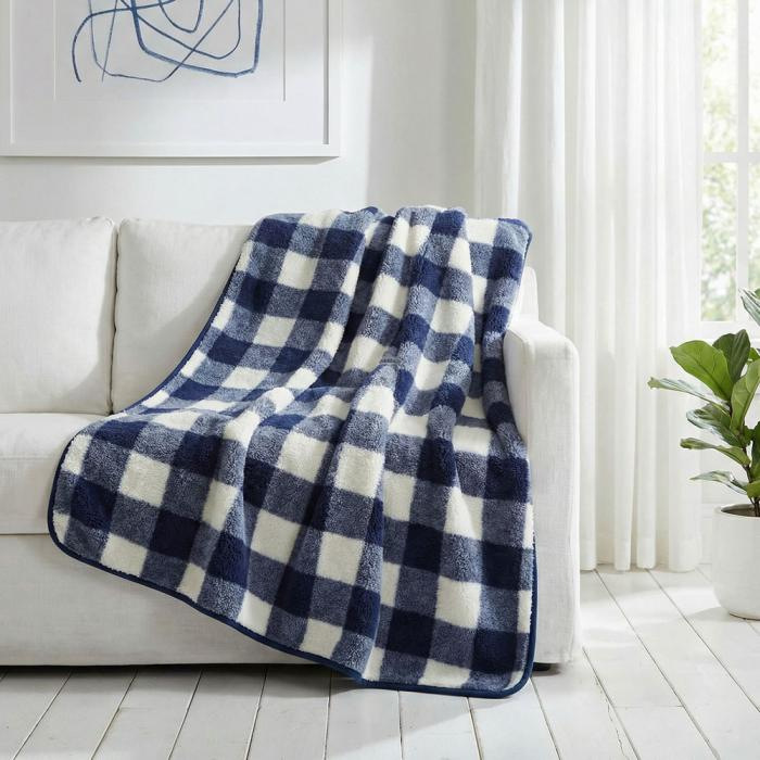 Плед из шерсти Морской тартан