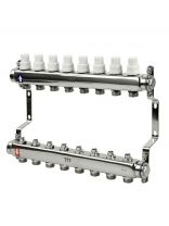 Коллекторная группа 3/4", с ручными клапанами и кронштейном, 1"х 8 выходов, РосТурПласт
