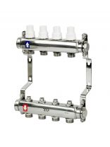 Коллекторная группа 3/4", с ручными клапанами и кронштейном, 1"х 4 выхода, РосТурПласт