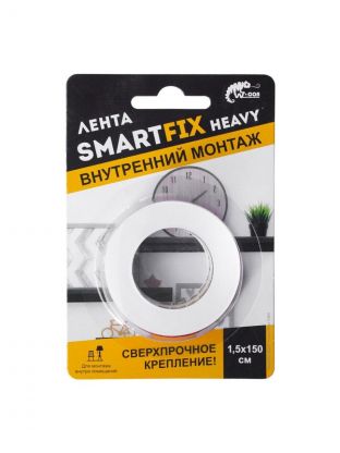 Лента 15 мм, прозрачная, основа акриловая, 1.5 м, W-con, SmartFix Heavy, для внутреннего монтажа, SFV1515T