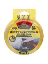 Клейкая лента 15 мм, прозрачная, двухсторонняя, основа акриловая, 3 м, Aviora, сверхпрочная, 303-013