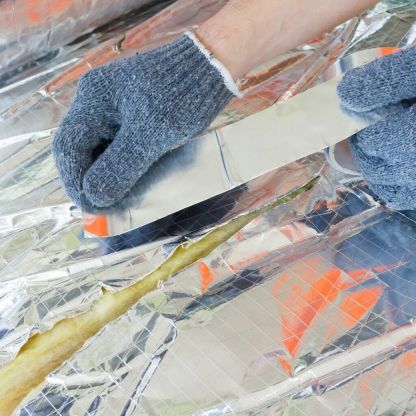 Клейкая лента металлизированная 50 мм, полипропилен с алюминиевым напылением, 50 м, Aviora, 302-199