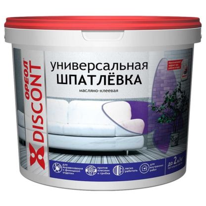 Шпатлевка Ореол, Дисконт, масляно-клеевая, универсальная, для внутренних работ, 4 кг