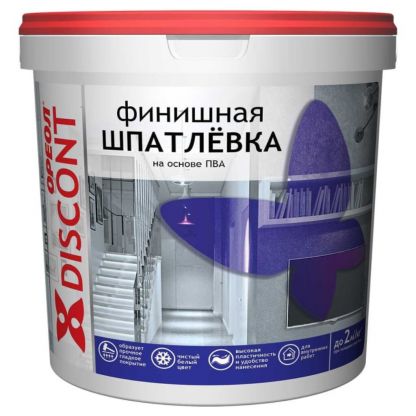 Шпатлевка Ореол, Дисконт, ПВА, финишная, для внутренних работ, белая, 3 кг