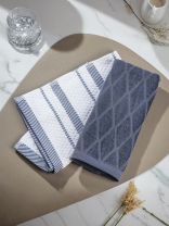 Набор полотенец кухонных 2 шт, 30х50 см, махровый, 100% хлопок, 400 г/м2, Silvano, Piano, серо-синий, Узбекистан