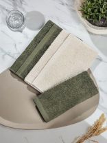 Набор полотенец кухонных 3 шт, махровый, 100% хлопок, 400 г/м2, Silvano, Pollen, темно-зеленый, молочный, Узбекистан