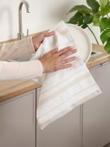 Набор полотенец кухонных 2 шт, 30х50 см, махровый, 100% хлопок, 400 г/м2, Silvano, Piano, бело-бежевый, Узбекистан