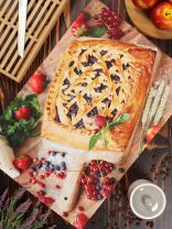 Полотенце кухонное 40х60 см, 200 г/м2, 100% хлопок, Silvano, Ягодный пирог, Узбекистан, 100033