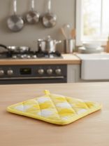 Прихватка 18х18 см, 100% хлопок, Узбекистан, желтая клетка, Silvano, SR0647PP
