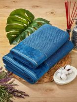 Полотенце банное 70х140 см, 100% хлопок, 500 г/м2, Оксфорд, синее, Узбекистан, 321670140