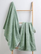 Полотенце банное 70х140 см, 100% хлопок, 450 г/м2, жаккард, Некст 7064, Авангард, светло-зеленое, 255, Россия