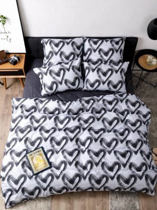 Постельное белье 2-спальное, простыня 180х215 см, 2 наволочки 70х70 см, пододеяльник 175х215 см, Ночь нежна, бязь, Dark love