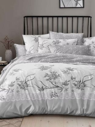 Постельное белье евро, простыня 215х240 см, 2 наволочки 70х70 см, пододеяльник 200х215 см, Майская ночь, микросатин, Кружево, SJT2503-10