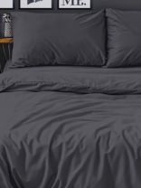 Постельное белье семейное, простыня 216х240 см, 2 наволочки 70х70 см, 2 пододеяльника 145х215 см, Silvano, сатин, Графит