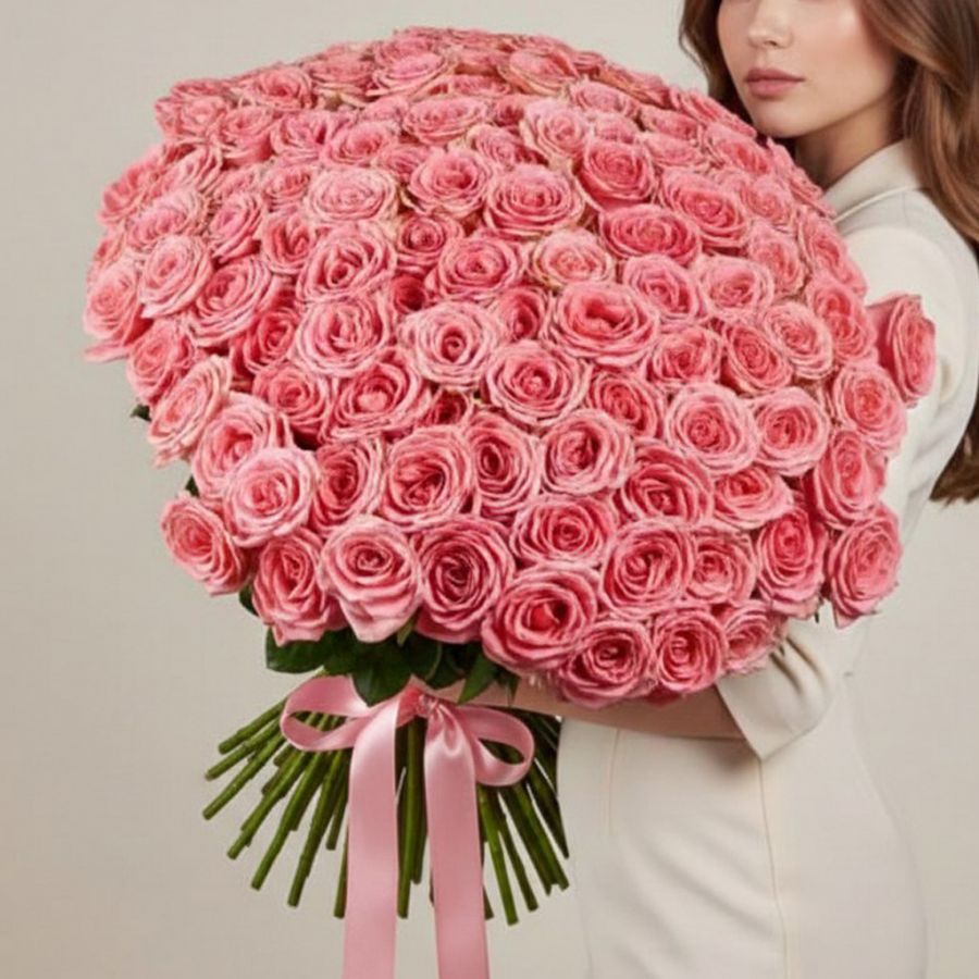 101 роза 60см (Светло-розовая)