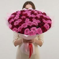 101 роза микс (Высота на выбор: от 50см до 80см)