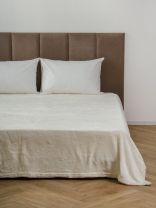 Плед евро, 200х220 см, велсофт жаккард, 100% полиэстер, Silvano, Перья, светло-бежевый, A120011