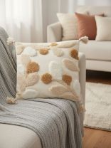 Наволочка декоративная Листья, канвас, 45 х 45 см, бежевая, A130217