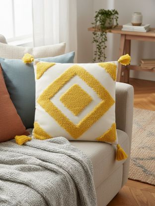 Наволочка декоративная Бохо, канвас, 45 х 45 см, горчица, A130216