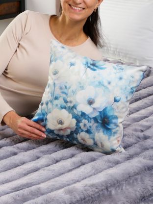 Наволочка декоративная Silvano, Голубые цветы, 100% полиэстер, 40 х 40 см