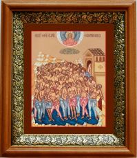 Икона 40 мучеников Севастийских в киоте с басмой Виноградная Лоза (UV-печать)(33001)