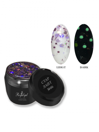 STLR06 "STAR LIGHT" гель с флюоресцентным конфетти