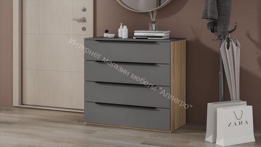 Комод «Порто» - ТД-393.04.01 Яблоня Беллуно, Графит софт