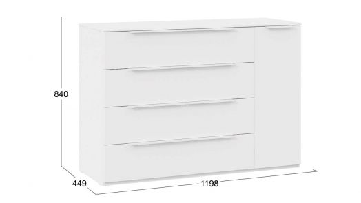 Комод комбинированный «Порто» - ТД-393.04.02 Белый Жемчуг, Белый софт