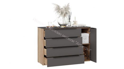 Комод комбинированный «Порто» - ТД-393.04.02 Яблоня Беллуно, Графит софт