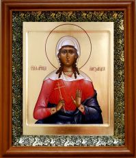 Икона Александра Коринфская в киоте с басмой Виноградная Лоза (UV-печать)(30041)