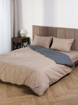 Пододеяльник 2-спальный, 175 х 215 см, 100% хлопок, поплин, темно-серый/бежевый, Silvano, Узбекистан