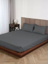 Простыня 2-спальная, 180 х 220 см, 100% хлопок, поплин, 110 г/м2, темно-серая, Silvano, Узбекистан