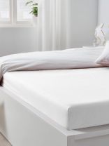 Простыня евро, 200х200х20 см, 100% хлопок, трикотаж, белая, на резинке, Silvano