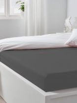 Простыня евро, 200х200х20 см, 100% хлопок, трикотаж, графит, на резинке, Silvano