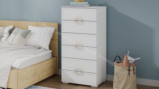 Комод «Стелла» - 402.04 Белый холст, Белый Жемчуг