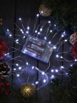 Гирлянда 50 ламп, 5 м, 1 режим, холодный белый свет, серебристая, в помещении, на батарейках, LED, Y4-7523