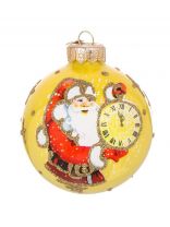 Елочный шар Дед Мороз и куранты, 8 см, стекло, КУ-80-214172