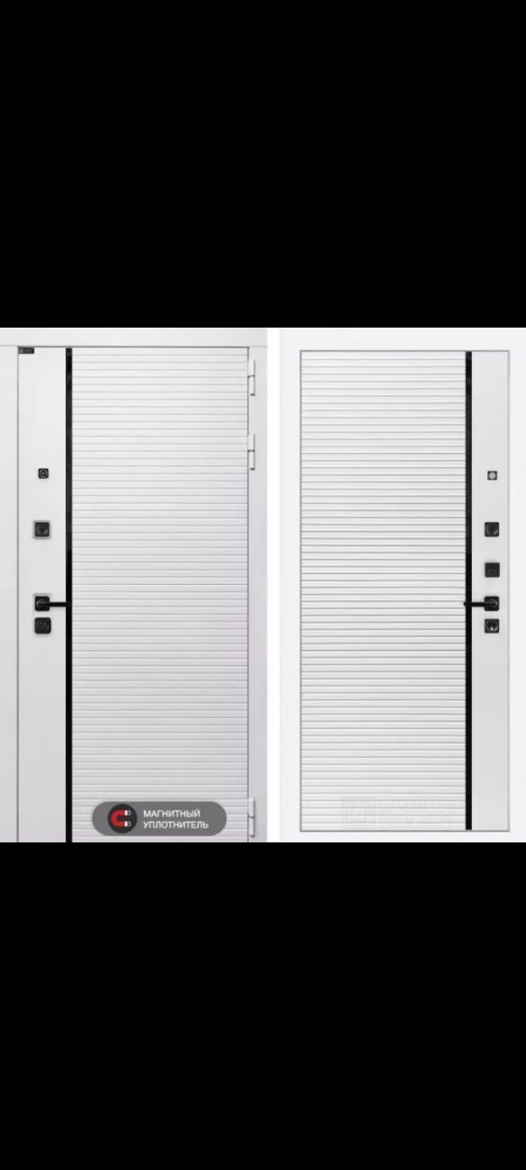 Входная дверь Роял 22 - Белый софт, черная вставка